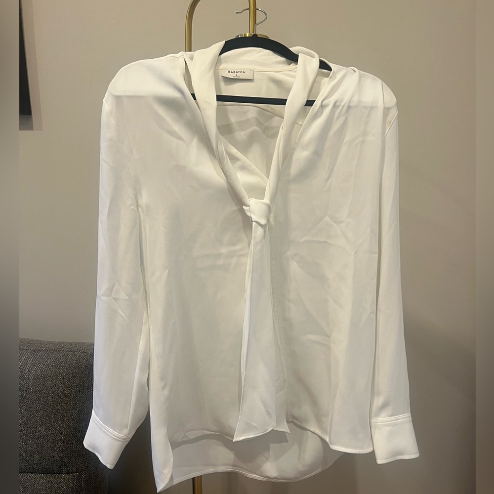 White Babaton tie blouse